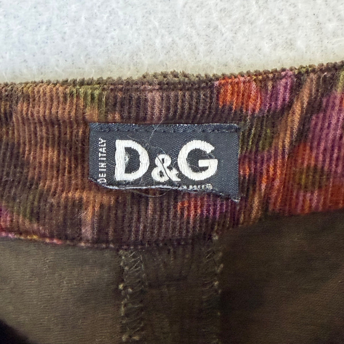 D&G Women’s Brown Cotton Corduroy Flared Pants Button Pockets Italy