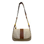 Vakko Women's Beige/Brown Leather Monogram Tassel Adjustable Strap Crossbody Bag
