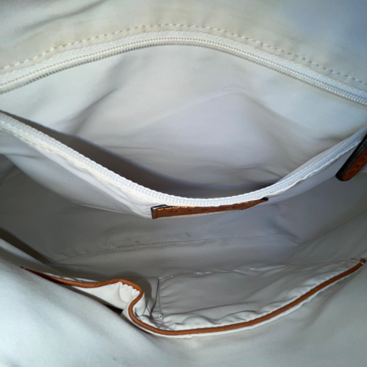 Vakko Women’s Beige/Brown Leather Monogram Tassel Adjustable Strap Crossbody Bag