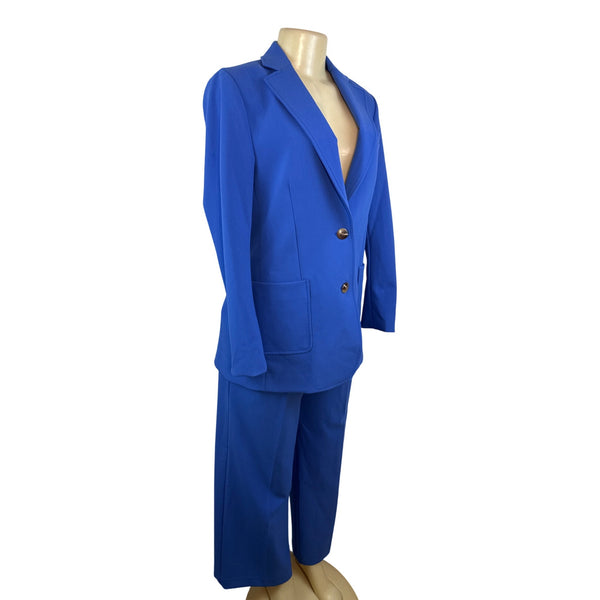 J. McLaughlin Women’s Royal Blue Blazer & Wide-Leg Pants Set Office Attire Sz 6