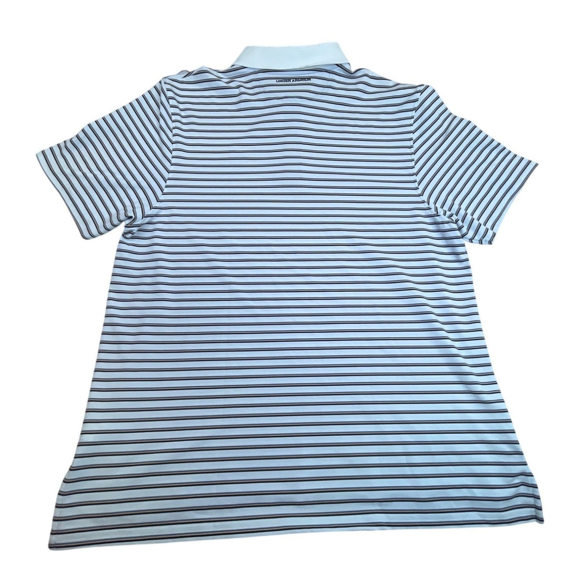 Under Armour Men's White Striped Heatgear Polo Shirt With Loose Fit Sz 2XL