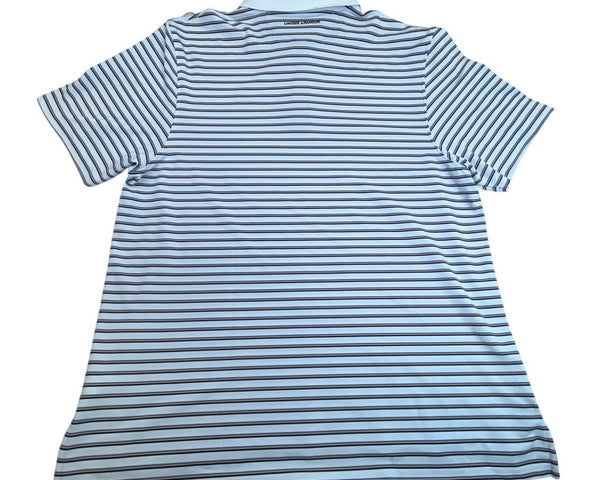 Under Armour Men's White Striped Heatgear Polo Shirt With Loose Fit Sz 2XL