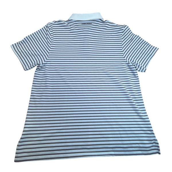 Under Armour Men's White Striped Heatgear Polo Shirt With Loose Fit Sz 2XL
