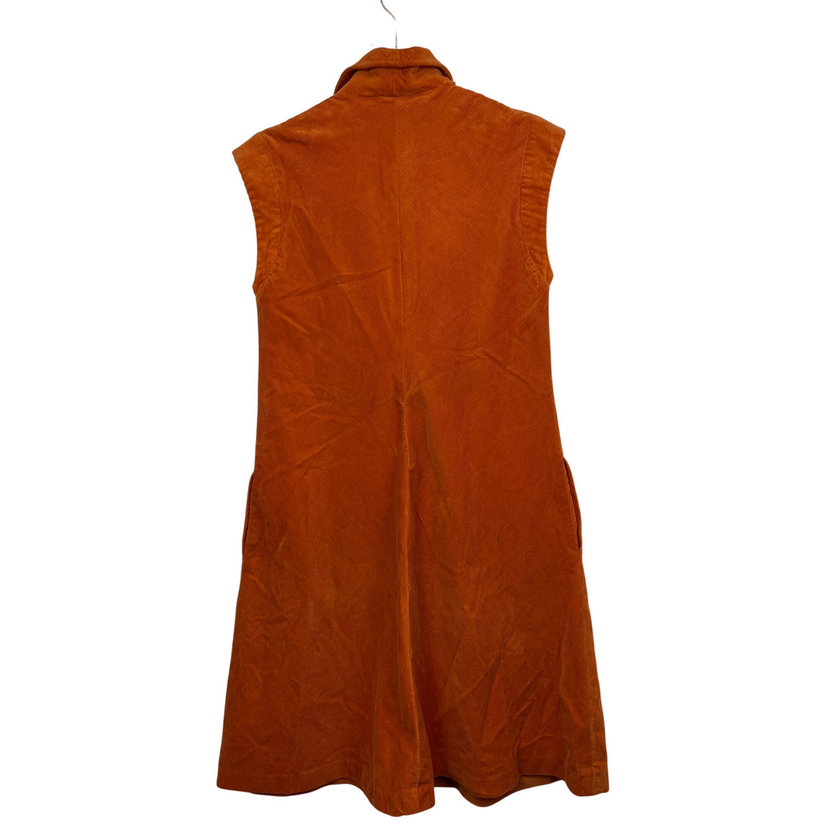 St. Michael Womens Orange Corduroy Sleeveless Midi Dress With Zipper Closure Size 16 GB