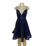 JJ’s House Navy Sequin Fit & Flare Cocktail Dress W/ Spaghetti Straps Sz 6 - New