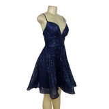 JJ’s House Navy Sequin Fit & Flare Cocktail Dress W/ Spaghetti Straps Sz 6 - New