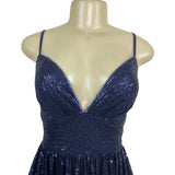 JJ’s House Navy Sequin Fit & Flare Cocktail Dress W/ Spaghetti Straps Sz 6 - New