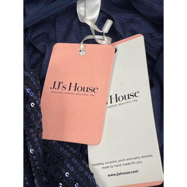 JJ’s House Navy Sequin Fit & Flare Cocktail Dress W/ Spaghetti Straps Sz 6 - New