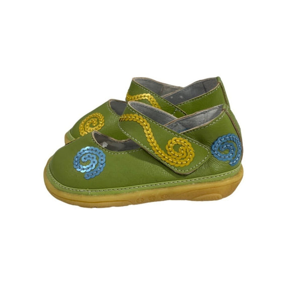 Rainbow Steps Toddler Girl's Green Squeaky Shoes Sz 16