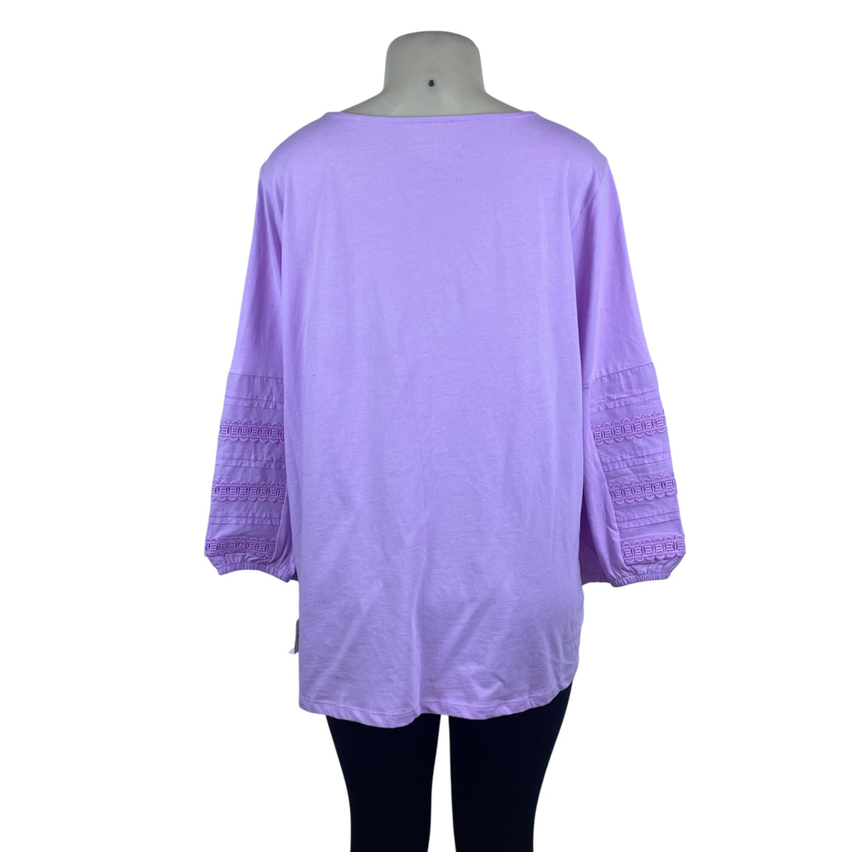 Talbots Lavender Cotton Blouse Embroidered Long Sleeve Plus Sz Shirt Sz 2X