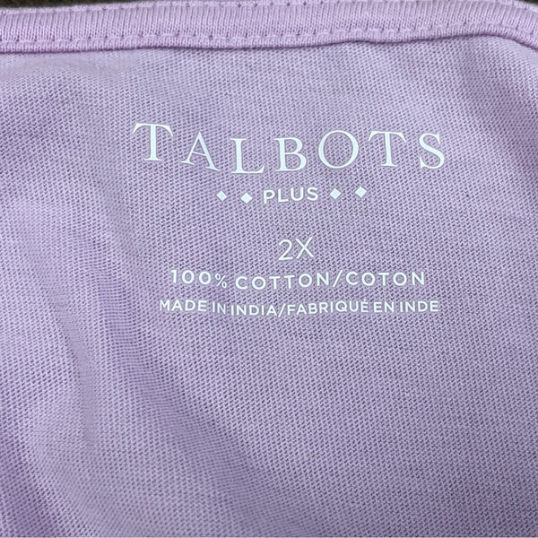 Talbots Lavender Cotton Blouse Embroidered Long Sleeve Plus Sz Shirt Sz 2X