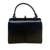 Vintage Creations By International Blue Leather Handle Handbag Gold-Tone Frame
