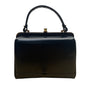 Vintage Creations By International Blue Leather Handle Handbag Gold-Tone Frame