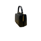 Vintage Creations By International Blue Leather Handle Handbag Gold-Tone Frame