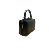 Vintage Creations By International Blue Leather Handle Handbag Gold-Tone Frame