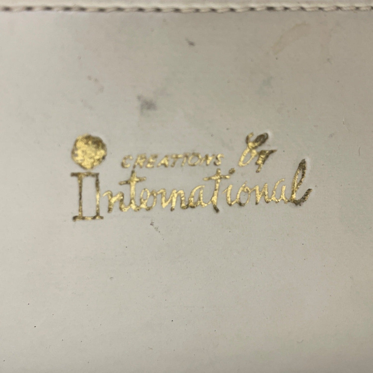Vintage Creations By International Blue Leather Handle Handbag Gold-Tone Frame