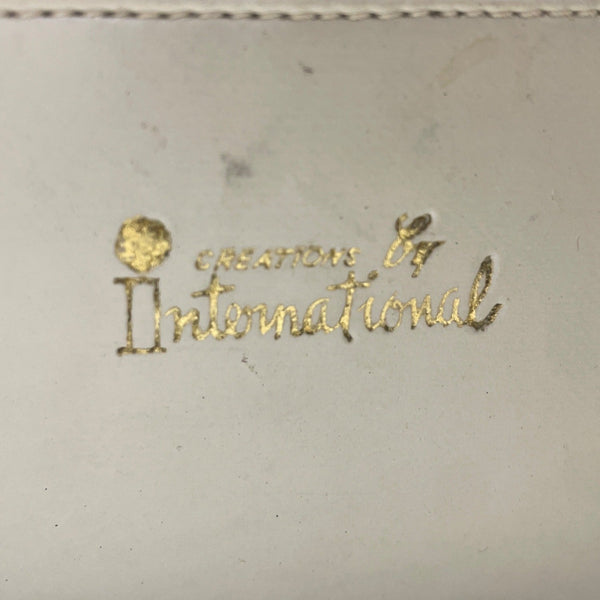 Vintage Creations By International Blue Leather Handle Handbag Gold-Tone Frame