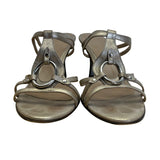 Talbots Women’s Metallic Leather With Ring Accent Heeled Sandals Size 9.5 M
