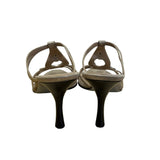 Talbots Women’s Metallic Leather With Ring Accent Heeled Sandals Size 9.5 M