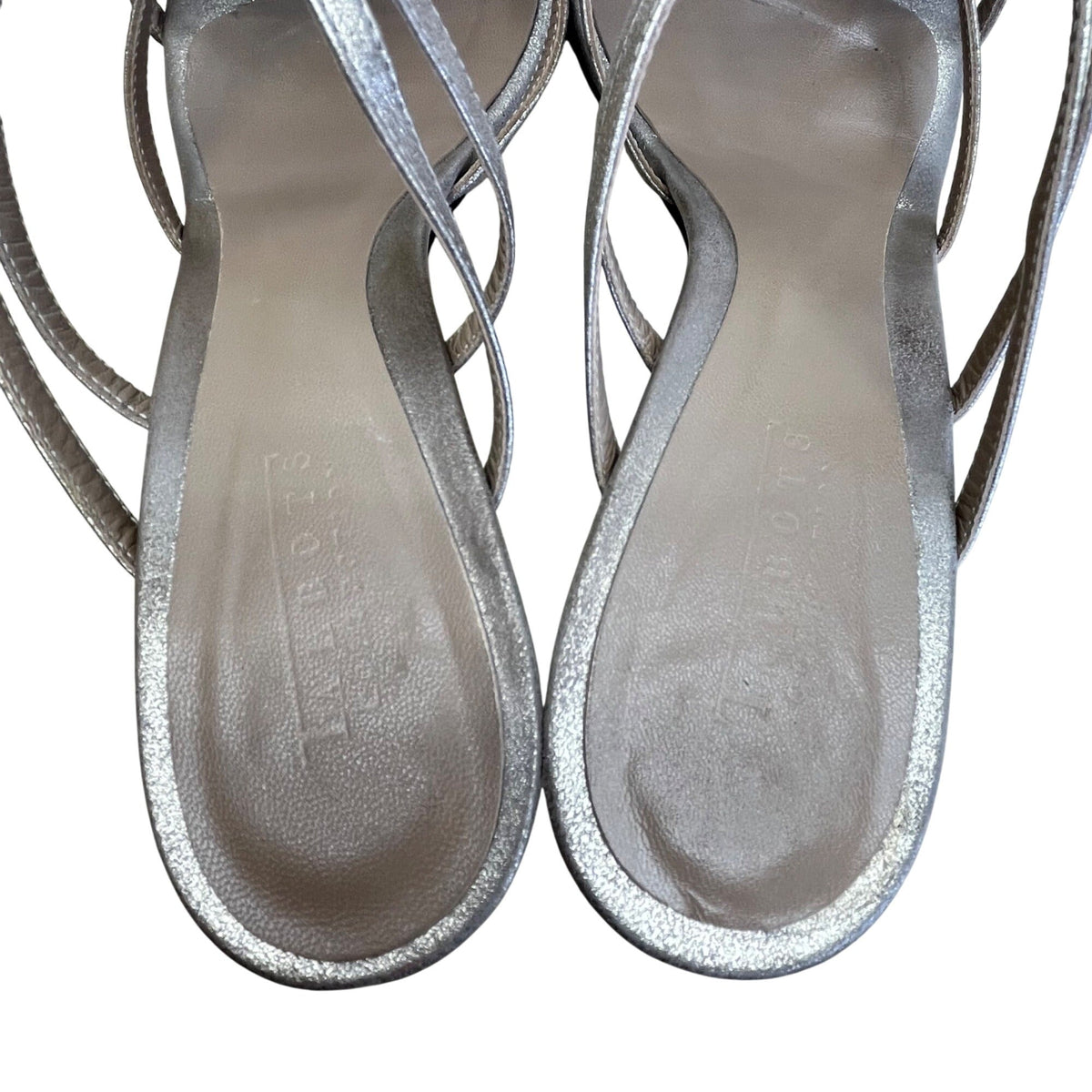 Talbots Women’s Metallic Leather With Ring Accent Heeled Sandals Size 9.5 M