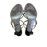 Talbots Women’s Metallic Leather With Ring Accent Heeled Sandals Size 9.5 M