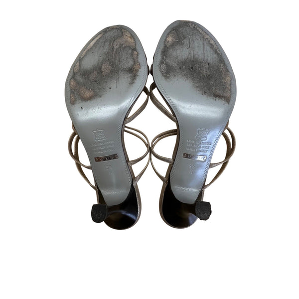 Talbots Women’s Metallic Leather With Ring Accent Heeled Sandals Size 9.5 M