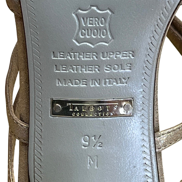 Talbots Women’s Metallic Leather With Ring Accent Heeled Sandals Size 9.5 M