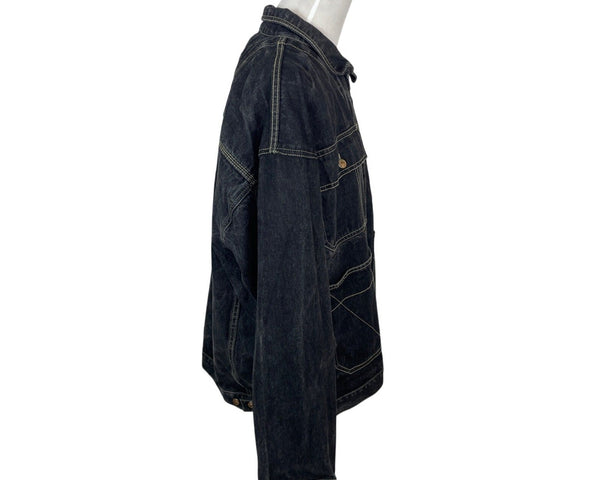 Jordin Sportswear Mens Black Washed Denim Jacket With Pockets Sz 3X