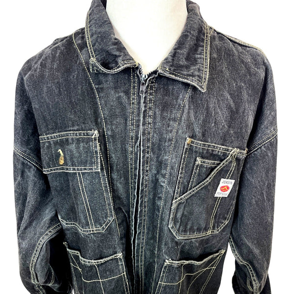 Jordin Sportswear Mens Black Washed Denim Jacket With Pockets Sz 3X