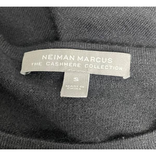 Neiman Marcus Women's Black Cashmere Ruffle Sleeve Long Sleeve Sweater Size S