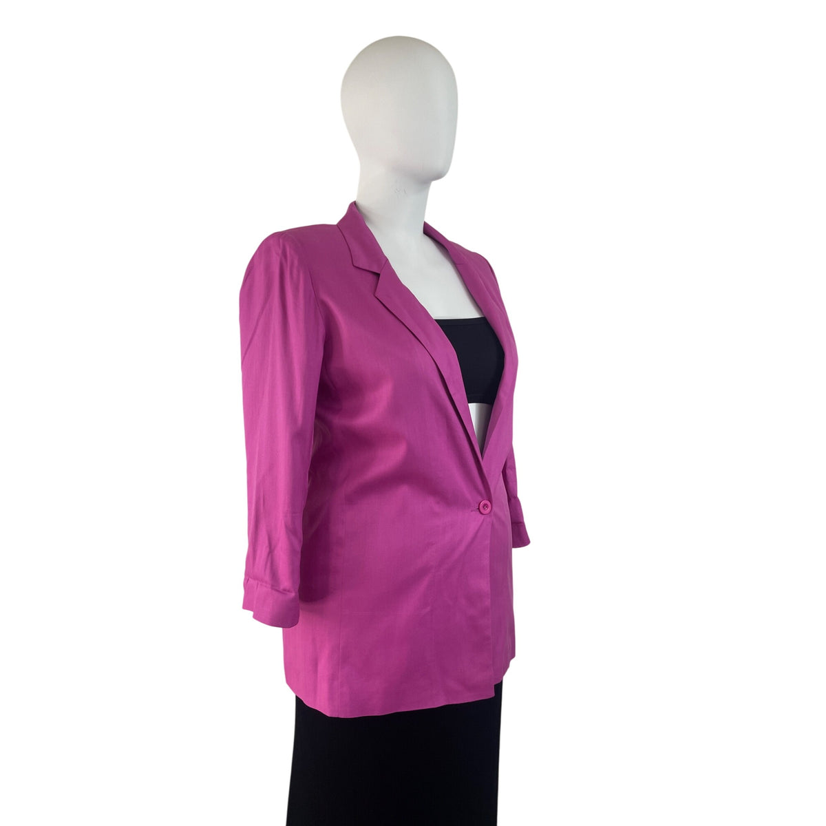 Twiggy Pink Women's Solid Button Down Blazer Long Sleeve Office Chic Size XL