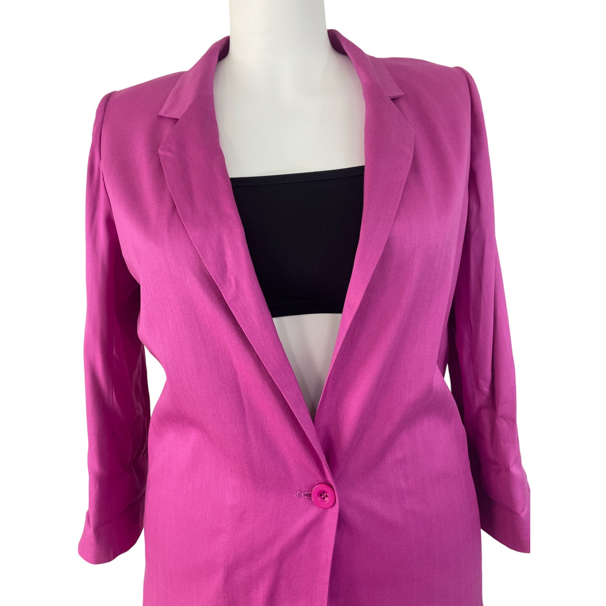 Twiggy Pink Women's Solid Button Down Blazer Long Sleeve Office Chic Size XL