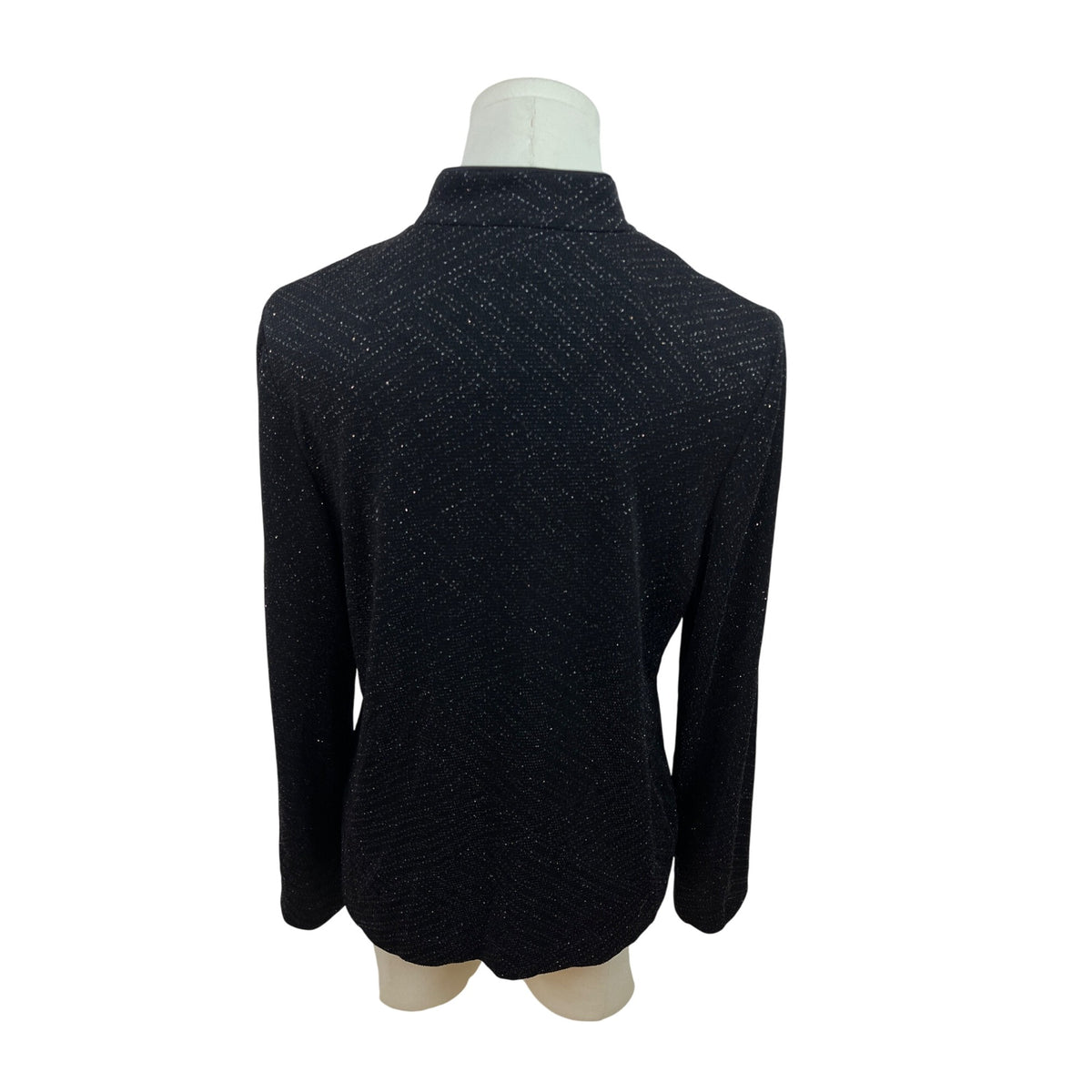 Alex Evenings Petite Black Metallic Zip-Up Jacket Size PM