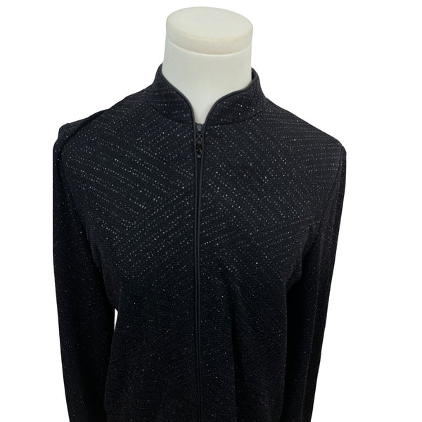 Alex Evenings Petite Black Metallic Zip-Up Jacket Size PM