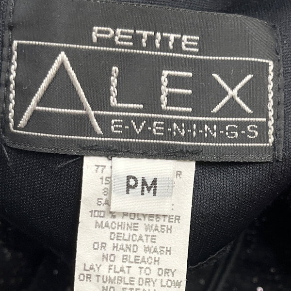 Alex Evenings Petite Black Metallic Zip-Up Jacket Size PM
