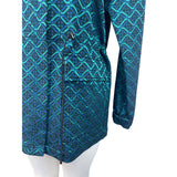 St. John Women's Tile Print Teal Coat Funnel Jacket Sz S - NWT