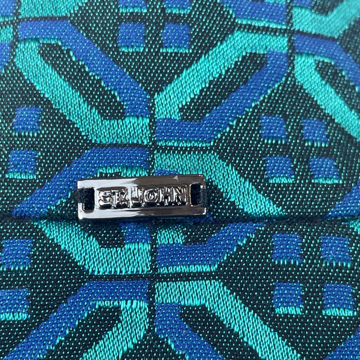 St. John Women's Tile Print Teal Coat  Funnel Jacket Sz S - NWT
