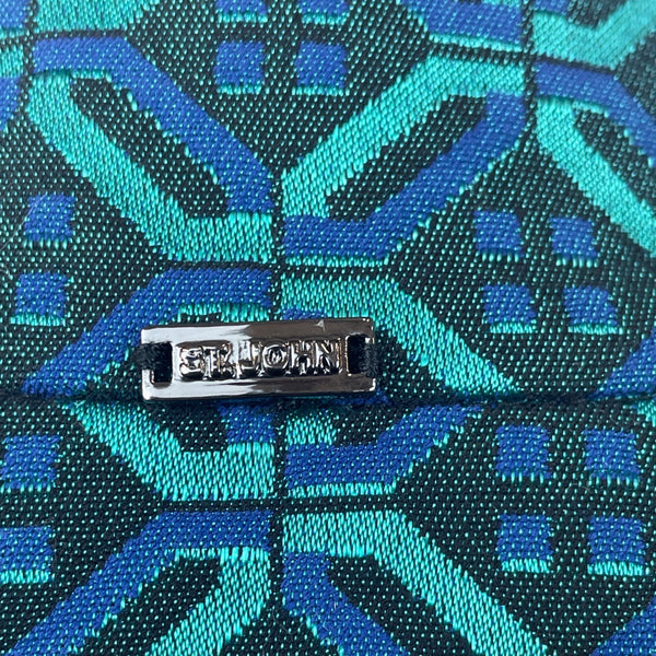 St. John Women's Tile Print Teal Coat  Funnel Jacket Sz S - NWT