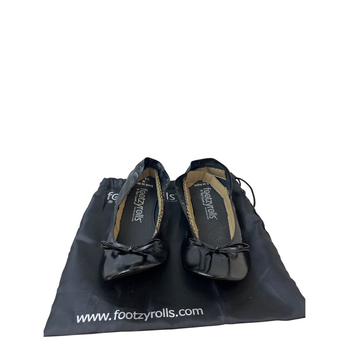Footzyrolls Womens Black Flats Foldable Travel Shoes Size Unknown
