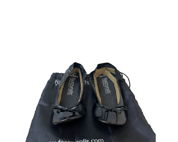Footzyrolls Womens Black Flats Foldable Travel Shoes Size Unknown