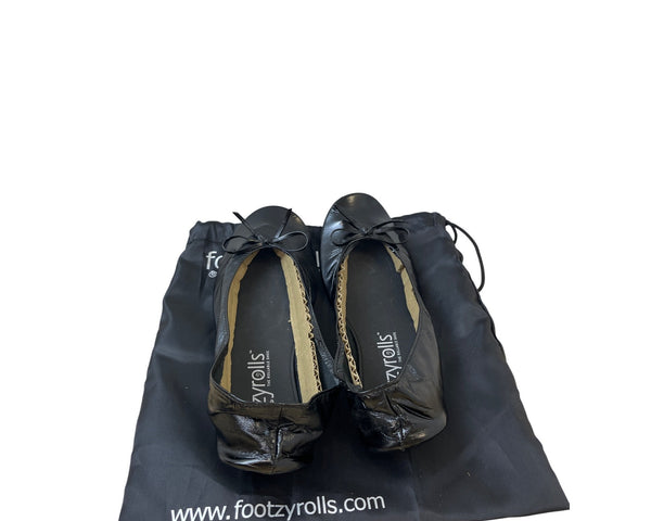 Footzyrolls Womens Black Flats Foldable Travel Shoes Size Unknown