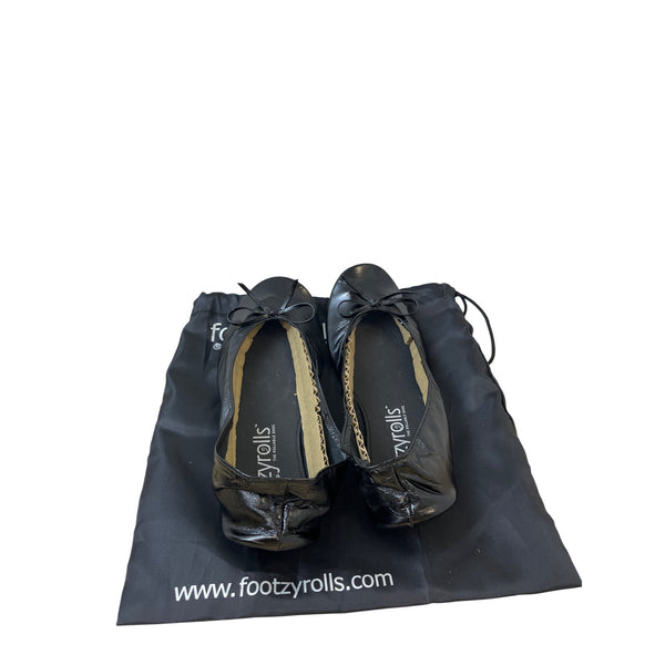 Footzyrolls Womens Black Flats Foldable Travel Shoes Size Unknown