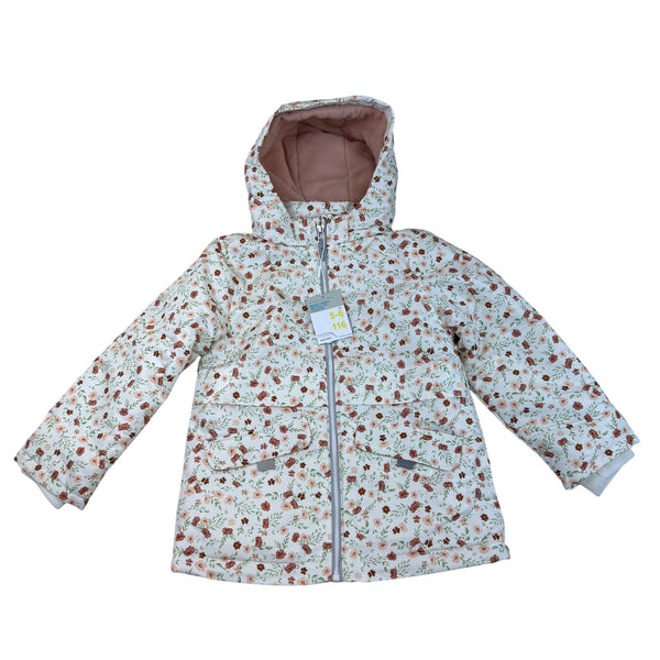 Primark Cares Girls White Floral Hooded Jacket Waterproof Sz 5-6Yrs  - New