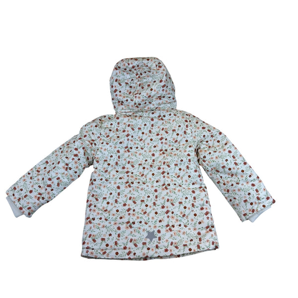 Primark Cares Girls White Floral Hooded Jacket Waterproof Sz 5-6Yrs  - New