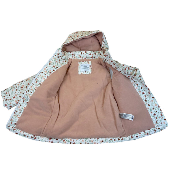 Primark Cares Girls White Floral Hooded Jacket Waterproof Sz 5-6Yrs  - New