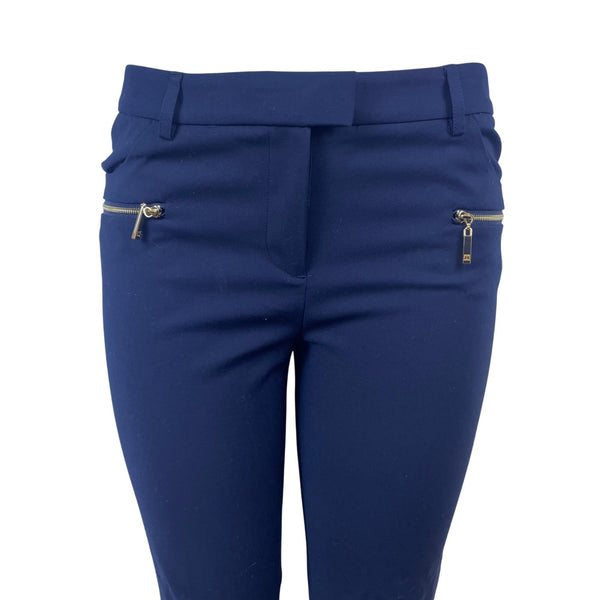 Ivanka Trump Women's Navy Pants Slim Fit With Gold Zipper Detail Size 8