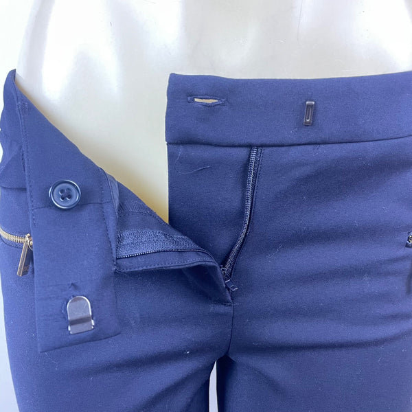 Ivanka Trump Women's Navy Pants Slim Fit With Gold Zipper Detail Size 8