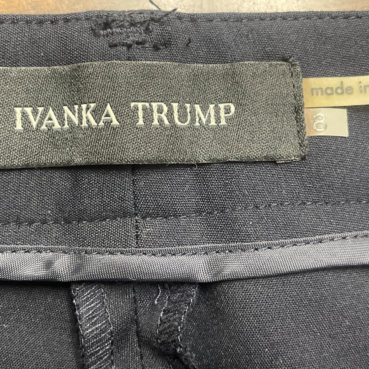 Ivanka Trump Women's Navy Pants Slim Fit With Gold Zipper Detail Size 8