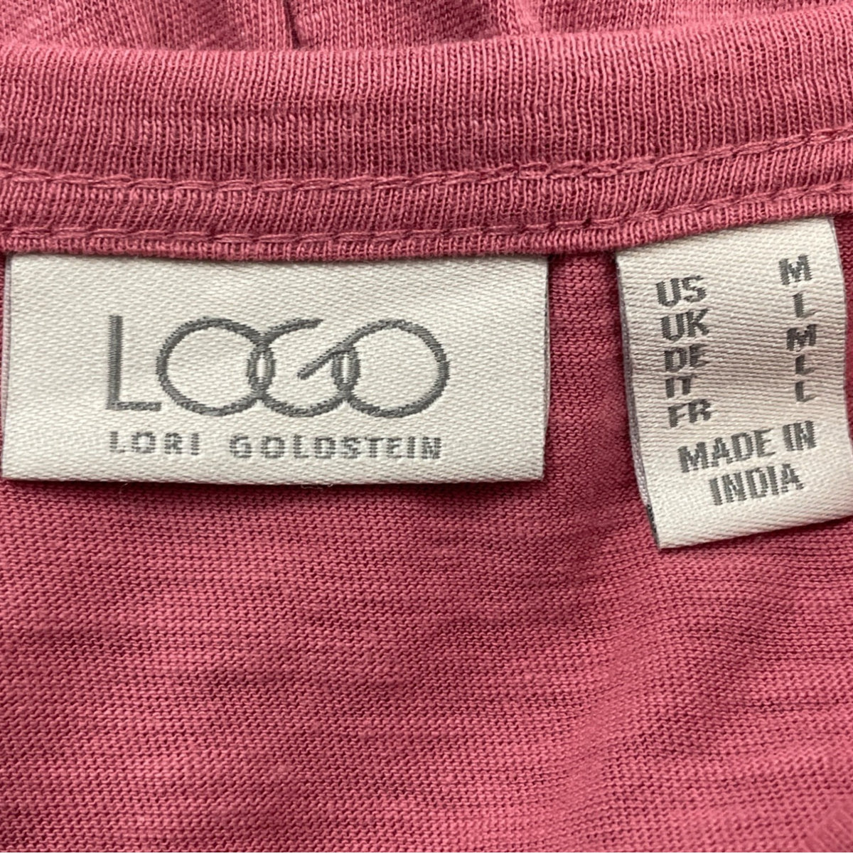 Lori Goldstein LOGO Womens Pink Long-Sleeve Ruffle Hem Tunic Size M