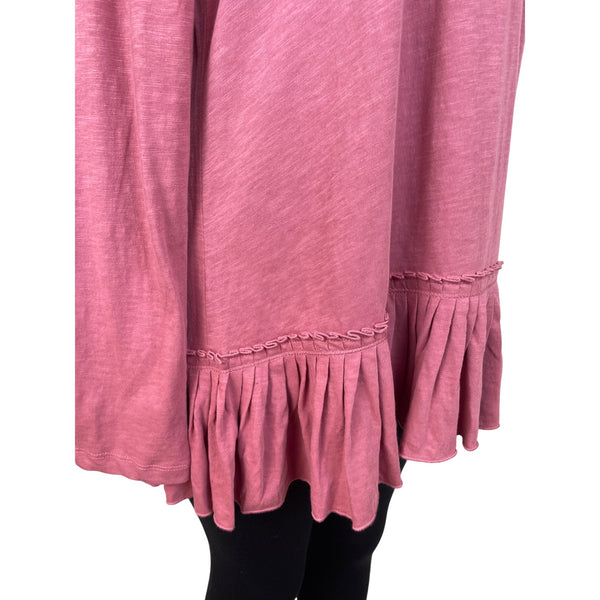 Lori Goldstein LOGO Womens Pink Long-Sleeve Ruffle Hem Tunic Size M